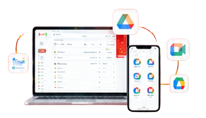 Google Workspace on laptop and phone